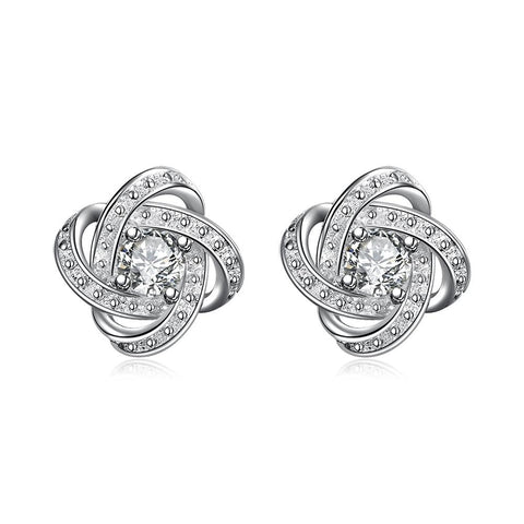 18K White Gold Plated Infinity Twist Stud Earring with  Austrian Crystals, , ALILY , ALILY   jewelryjewelry deals, swarovski crystal jewelry, groupon jewelry,, jewelry for mom, 