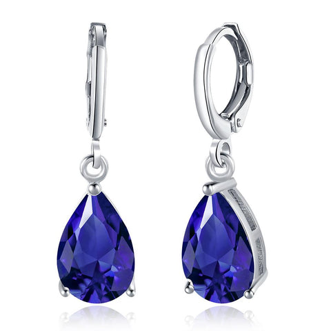 Crystals 4.50 CT Marquise Sapphire Pear Cut 28mm Drop  Earring