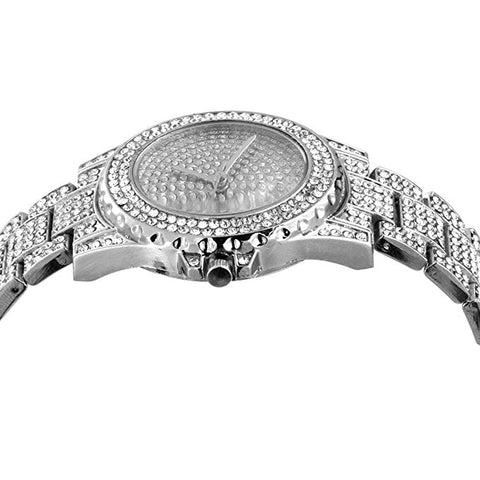 Stainless Steel 18K GOLD Plated Pave Heavy Metal Band Watch - Iced Put Diamond Watch- Bling Hip Hop - ALILY