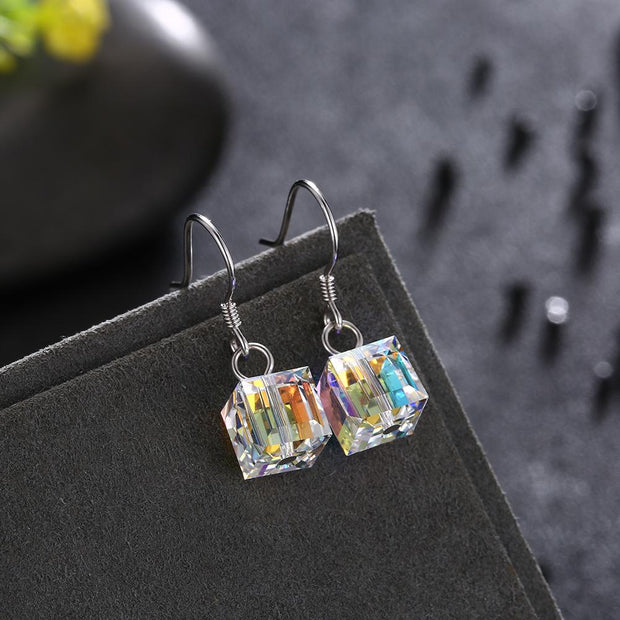 Aurora Borealis Magnificent Cube With Austrian Crystals - 3 Piece Set with Luxe Box ITALY Design