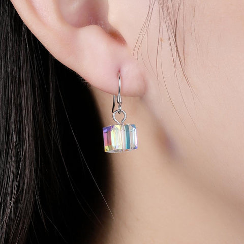 Aurora Borealis Magnificent Cube With Austrian Crystals - 3 Piece Set with Luxe Box ITALY Design