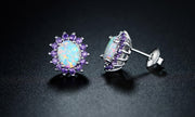 0.25 CTTW White Fire Opal and Amethyst Stud Earrings in 18K White Gold, Earring, ALILY , ALILY   jewelryjewelry deals, swarovski crystal jewelry, groupon jewelry,, jewelry for mom, 