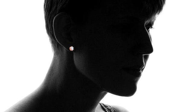 Fire Opal Crown Stud Earrings in 18K Rose Gold Plating, Earring, ALILY , ALILY   jewelryjewelry deals, swarovski crystal jewelry, groupon jewelry,, jewelry for mom, 