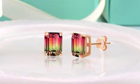 Emerald Cut Watermelon Crystal Stud Earrings, , ALILY , ALILY   jewelryjewelry deals, swarovski crystal jewelry, groupon jewelry,, jewelry for mom, 