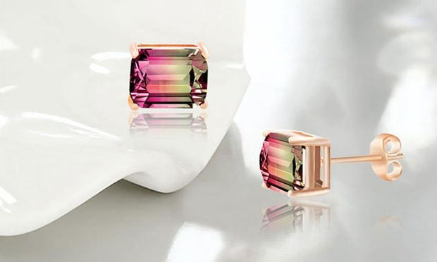 Emerald Cut Watermelon Crystal Stud Earrings, , ALILY , ALILY   jewelryjewelry deals, swarovski crystal jewelry, groupon jewelry,, jewelry for mom, 