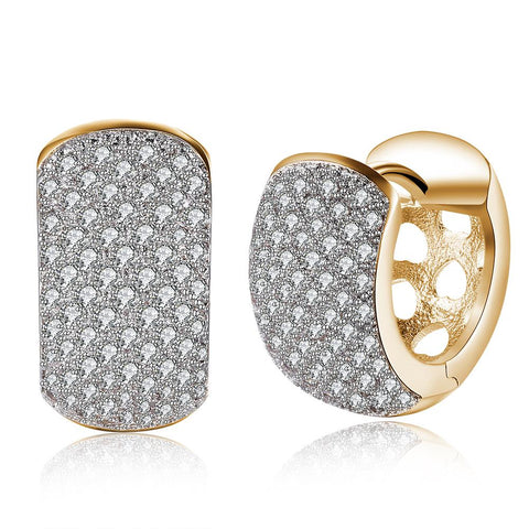 Crystals 16mm Pave Heart Filigree Huggie  Earring