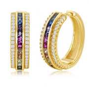 18K Gold Plated Rainbow Swarovski Pav’e Hoop Earrings - 2 Styles, , ALILY , ALILY   jewelryjewelry deals, swarovski crystal jewelry, groupon jewelry,, jewelry for mom, 