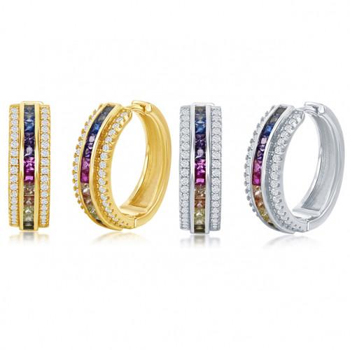 18K Gold Plated Rainbow Swarovski Pav’e Hoop Earrings - 2 Styles, , ALILY , ALILY   jewelryjewelry deals, swarovski crystal jewelry, groupon jewelry,, jewelry for mom, 