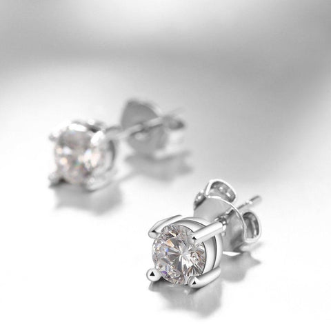 White Gold Austrian Crystal Stud Earring in Gift Box - ALILY 