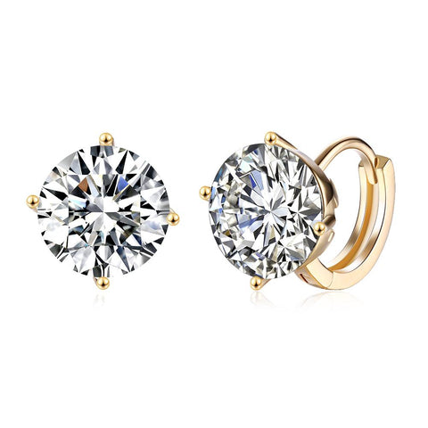 Crystals 10mm Diamond Created Huggie  Earring